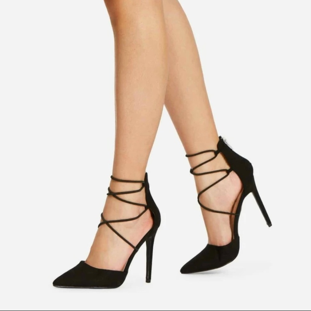 Black Criss cross strappy heels